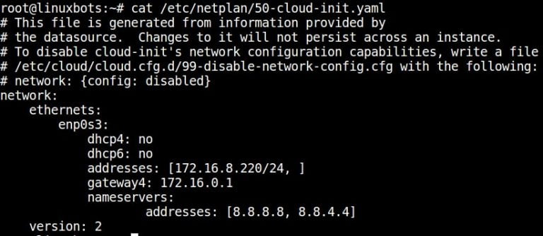 ubuntu static ip address netplan